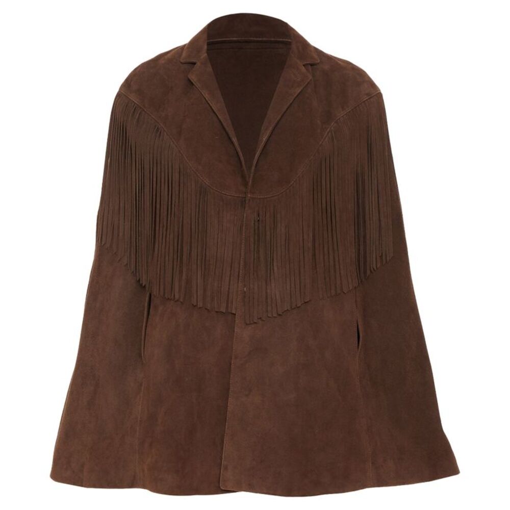 Saint Laurent 2015 Suede Western Fringe Cape Jacket